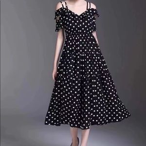 Ruffled Polka Dot Midi Dress